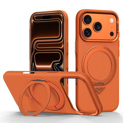 SULADA Kevlar Grid Patterned Skin Feel Rotation Magnetic Holder Phone Case, For iPhone 18 Pro, For iPhone 18 Pro Max, For iPhone 17 Pro Max, For iPhone 17 Pro, For iPhone 17, For iPhone 16 Pro Max, For iPhone 16 Pro