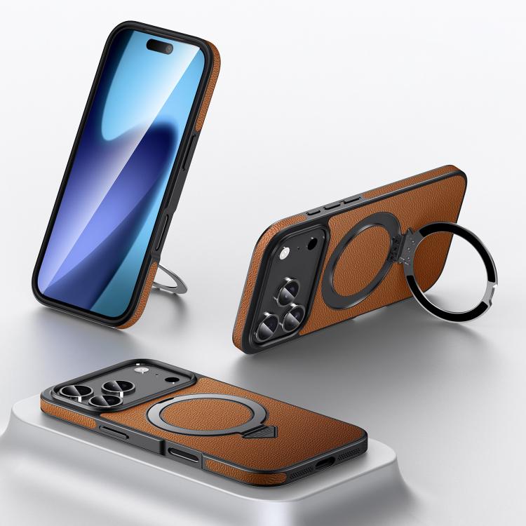 SULADA Top Grain Leather MagSafe Magnetic Holder Phone Case, For iPhone 18 Pro, For iPhone 18 Pro Max, For iPhone 17 Pro Max, For iPhone 17 Pro, For iPhone 17