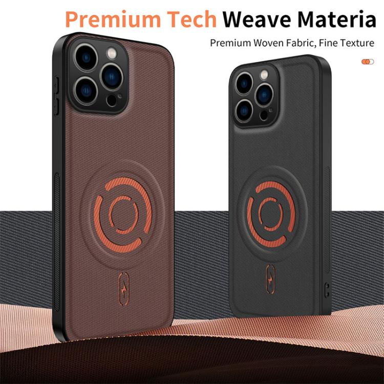 WANLONFENG Tech Fabric Texture Magnetic Phone Case with 2pcs Screen Films, For iPhone 16 Pro, For iPhone 16, For iPhone 15 Pro Max, For iPhone 15 Pro
