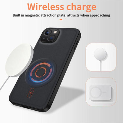 WANLONFENG Tech Fabric Texture Magnetic Phone Case with 2pcs Screen Films, For iPhone 15