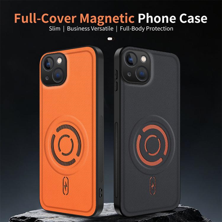 WANLONFENG Tech Fabric Texture Magnetic Phone Case with 2pcs Screen Films, For iPhone 15