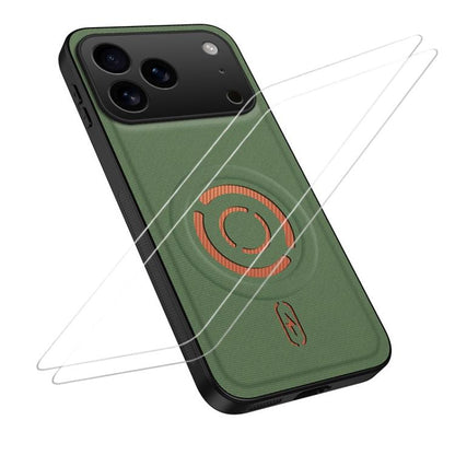 WANLONFENG Tech Fabric Texture Magnetic Phone Case with 2pcs Screen Films, For iPhone 18 Pro, For iPhone 18 Pro Max, For iPhone 17e / 16e, For iPhone 17 Pro Max