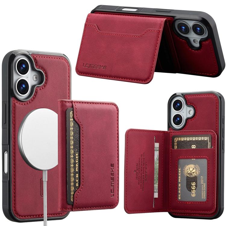 LC.IMEEKE L7 Series RFID Card Bag Magnetic Phone Case, For iPhone 16, For iPhone 15 Pro Max, For iPhone 15 Pro, For iPhone 15 Plus / 14 Plus