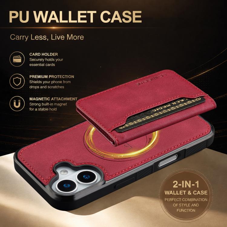 LC.IMEEKE L7 Series RFID Card Bag Magnetic Phone Case, For iPhone 16, For iPhone 15 Pro Max, For iPhone 15 Pro, For iPhone 15 Plus / 14 Plus