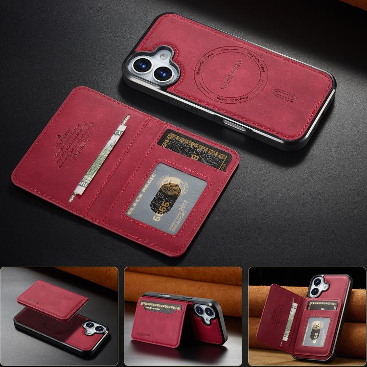 LC.IMEEKE L7 Series RFID Card Bag Magnetic Phone Case, For iPhone 16, For iPhone 15 Pro Max, For iPhone 15 Pro, For iPhone 15 Plus / 14 Plus