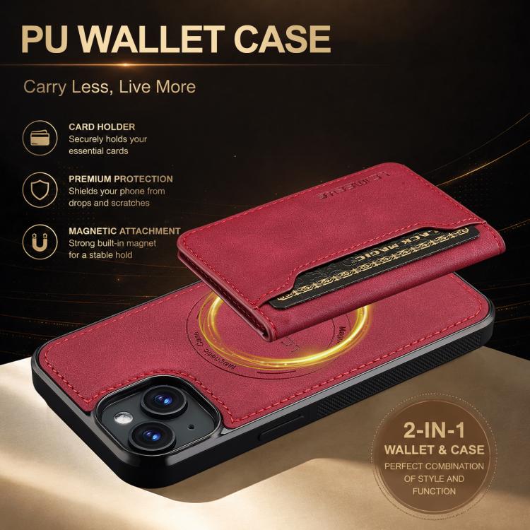 LC.IMEEKE L7 Series RFID Card Bag Magnetic Phone Case, For iPhone 15, For iPhone 14 / 13, For iPhone 14 Pro, For iPhone 14 Pro Max