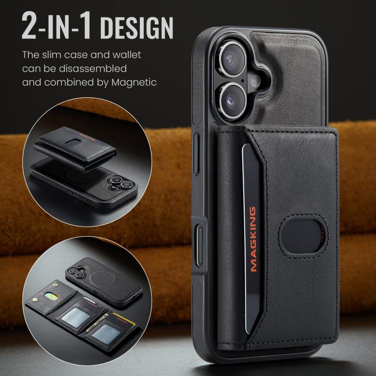 MAGKING K5 Series RFID Tri-fold Card Bag Detachable Magnetic Phone Case, For iPhone 18, For iPhone 18 Pro, For iPhone 18 Pro Max
