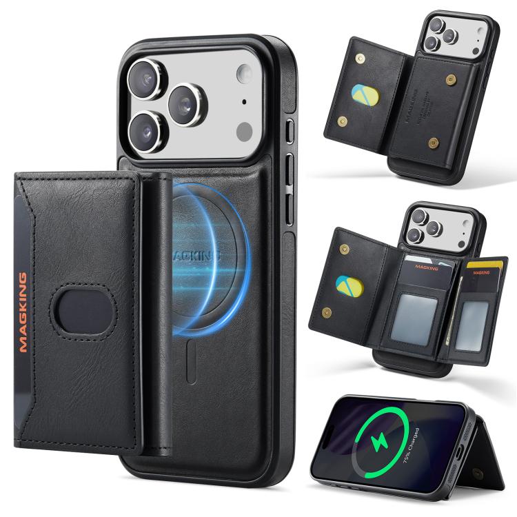 MAGKING K5 Series RFID Tri-fold Card Bag Detachable Magnetic Phone Case, For iPhone 18, For iPhone 18 Pro, For iPhone 18 Pro Max