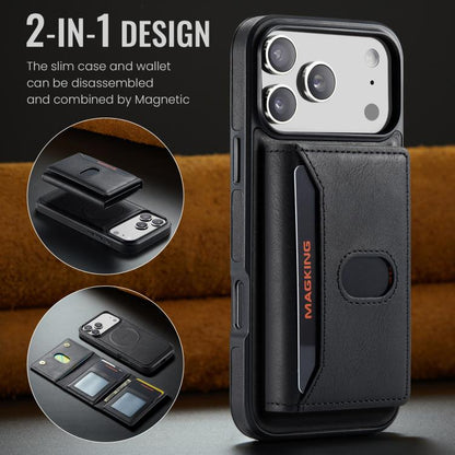 MAGKING K5 Series RFID Tri-fold Card Bag Detachable Magnetic Phone Case, For iPhone 17 Pro Max, For iPhone 17 Pro, For iPhone 17