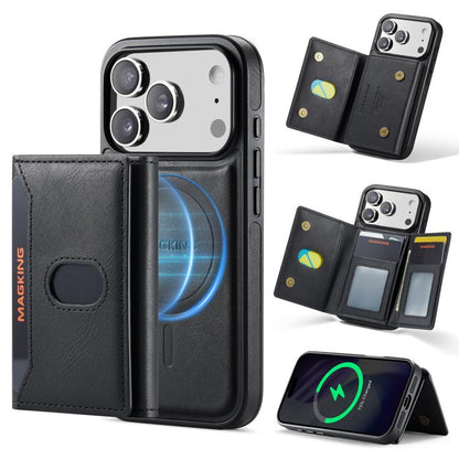 MAGKING K5 Series RFID Tri-fold Card Bag Detachable Magnetic Phone Case, For iPhone 17 Pro Max, For iPhone 17 Pro, For iPhone 17