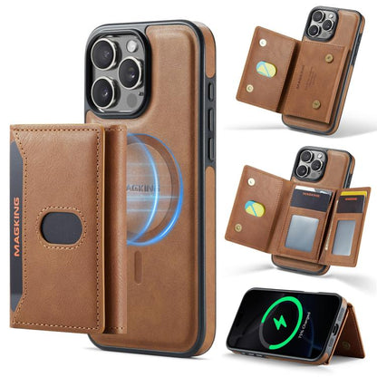 MAGKING K5 Series RFID Tri-fold Card Bag Detachable Magnetic Phone Case, For iPhone 16 Pro Max, For iPhone 16 Pro, For iPhone 16