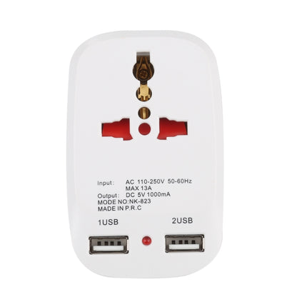 NK-823 2000W Dual USB Travel Charger Power Adapter Socket, UK Plug