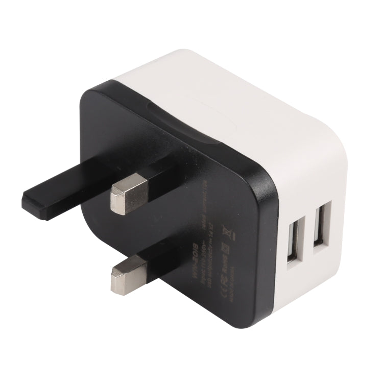 WN-2018 Dual USB Travel Charger Power Adapter Socket, UK Plug, UK Plug