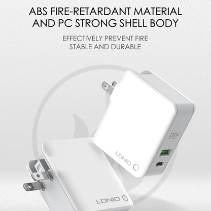 LDNIO A4403C 30W PD + Auto-id Foldable Fast Travel Charger with 1m USB-C / Type-C Cable, AU Plug, with Type-C Cable, 30W with Type-C Cable