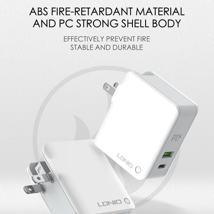 LDNIO A4403C 30W PD + Auto-id Foldable Fast Travel Charger with 1m Micro USB Cable, EU Plug, with Micro USB Cable