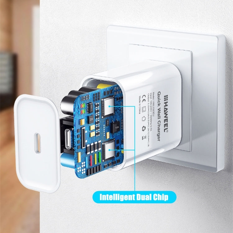 HAWEEL PD 20W Single USB-C / Type-C Interface QC Travel Charger, Support Full QC Protocol, EU Plug, QC Charger EU Plug