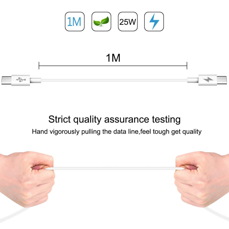 HAWEEL 25W 3A Type-C / USB-C to Type-C / USB-C PD Fast Charging Data Cable, Length: 1m, Type-C to Type-C 1m White