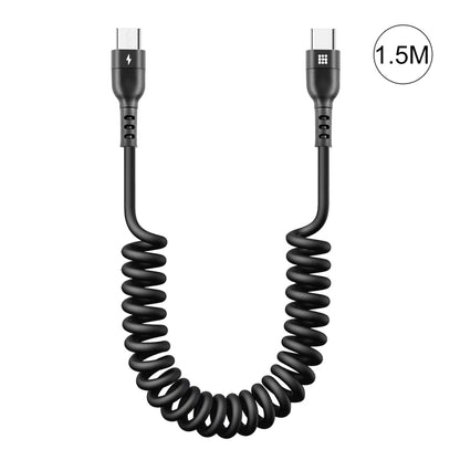 HAWEEL 1.5m 5A USB-C / Type-C to USB-C / Type-C Retractable Coiled PD Fast Charging Cable, 1.5m 5A Type-C