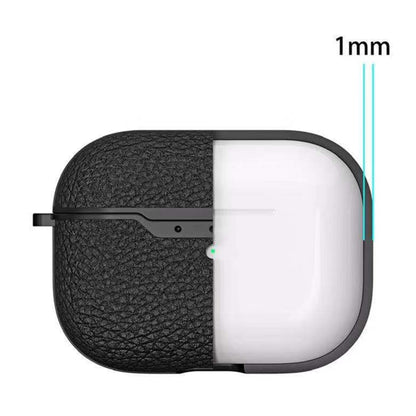 For Apple AirPods Pro TPU Litchi Texture Wireless Earphone Protective Case with Hook