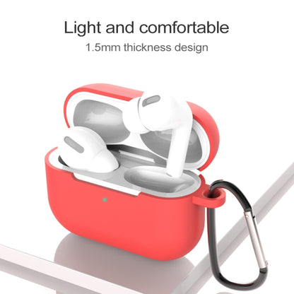 For AirPods Pro Silicone Wireless Earphone Protective Case Cover with Lanyard Hole & Carabiner