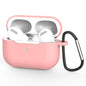 For AirPods Pro Silicone Wireless Earphone Protective Case Cover with Lanyard Hole & Carabiner