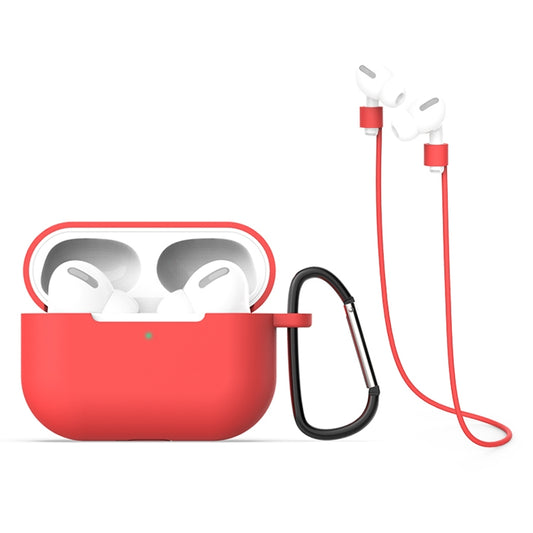 For AirPods Pro Silicone Earphone Protective Case + Hook + Anti-lost Rope 3 in 1 Set, For AirPods Pro