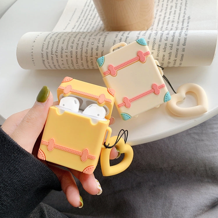 Wireless Earphones Shockproof Candy Colored Suitcase Silicone Protective Case for Apple AirPods 1 / 2, Yellow, Orange, Pink, Green, Blue, Apricot