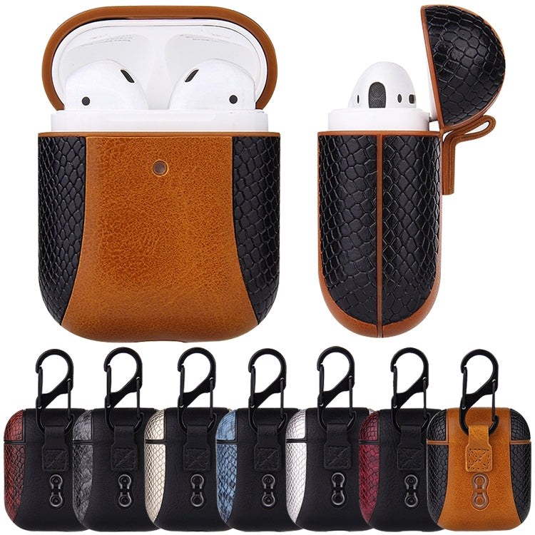 Colour-matching Flip-over Leather Earphones Shockproof Protective Case for Apple AirPods 1 / 2