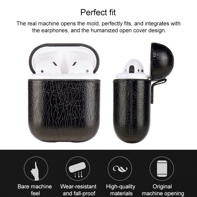 Wireless Earphones Litchi Texture Shockproof Silicone Protective Case for Apple AirPods 1 / 2