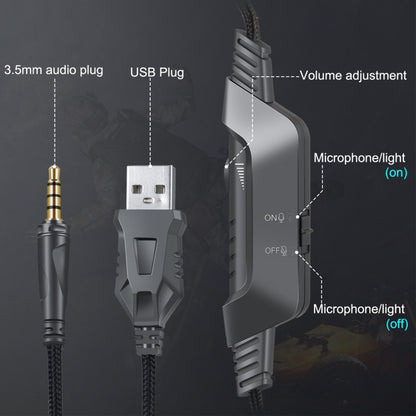 ONIKUMA K6 Over Ear Bass Stereo Surround Gaming Headphone with Microphone & RGB Lights