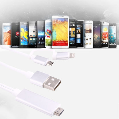 3 in 1 Micro USB & 8 Pin & Type-C to HDMI HD 1080P HDTV Adapter Cable