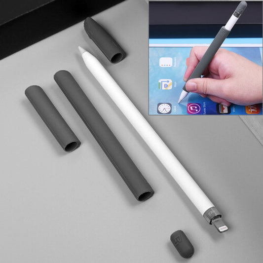 For Apple Pencil Creative 4 in 1 Anti-lost (Pencil Cap + Pencil Point + 2*Penholder Cover) TouchPen Silicone Protective Set