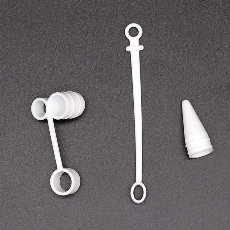 3 in 1 Silicone Protective Cover+Touch Cap Pen+Nip Pen Case For Apple Pencil, White