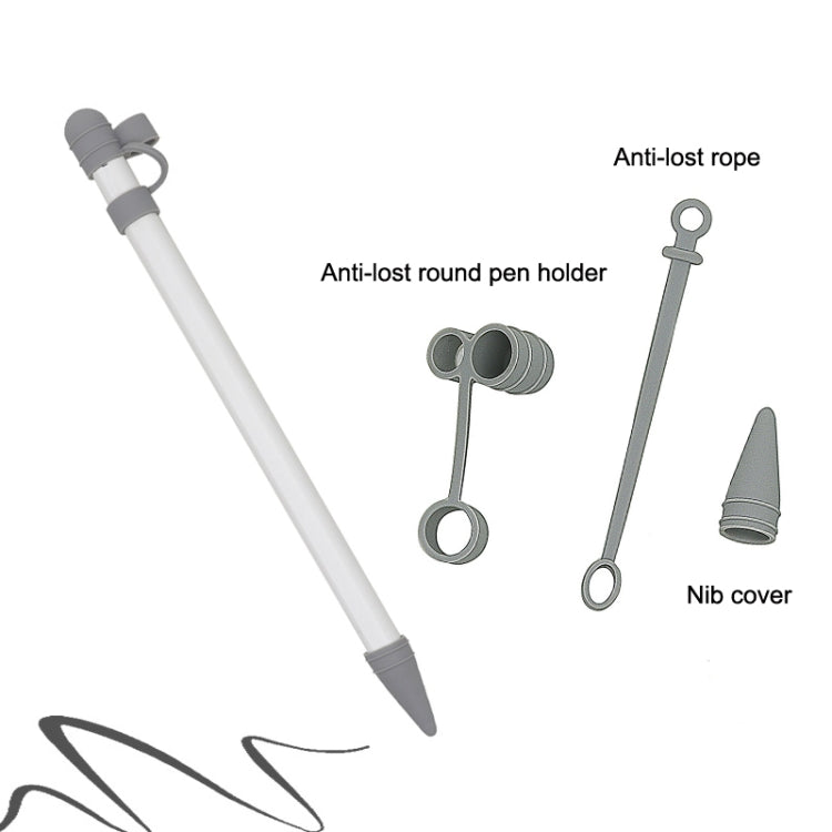 3 in 1 Silicone Protective Cover+Touch Cap Pen+Nip Pen Case For Apple Pencil, White