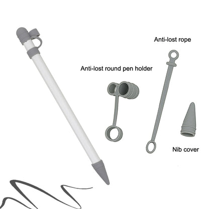 3 in 1 Silicone Protective Cover+Touch Cap Pen+Nip Pen Case For Apple Pencil, White