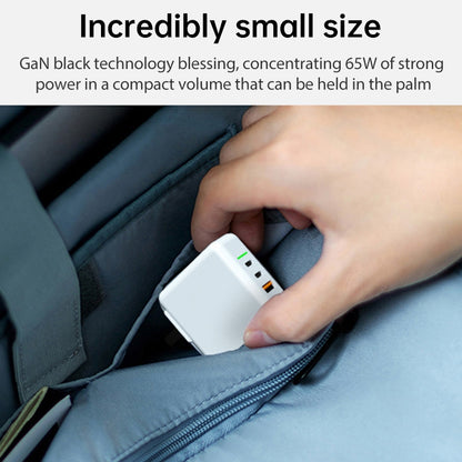 65W USB Ports x 1 + Type-C Port x 2 GaN Portable Mini Fast Charger Travel Charger with UK & US & EU Plug Set