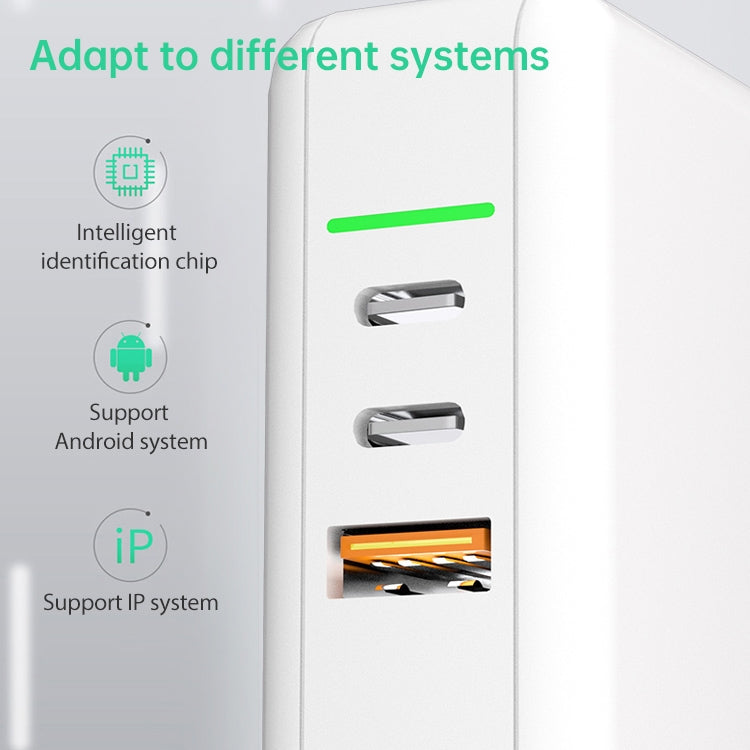 65W USB Ports x 1 + Type-C Port x 2 GaN Portable Mini Fast Charger Travel Charger with UK & US & EU Plug Set