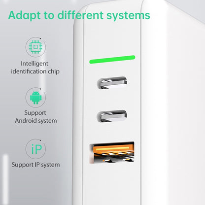 65W USB Ports x 1 + Type-C Port x 2 GaN Portable Mini Fast Charger Travel Charger with UK & US & EU Plug Set