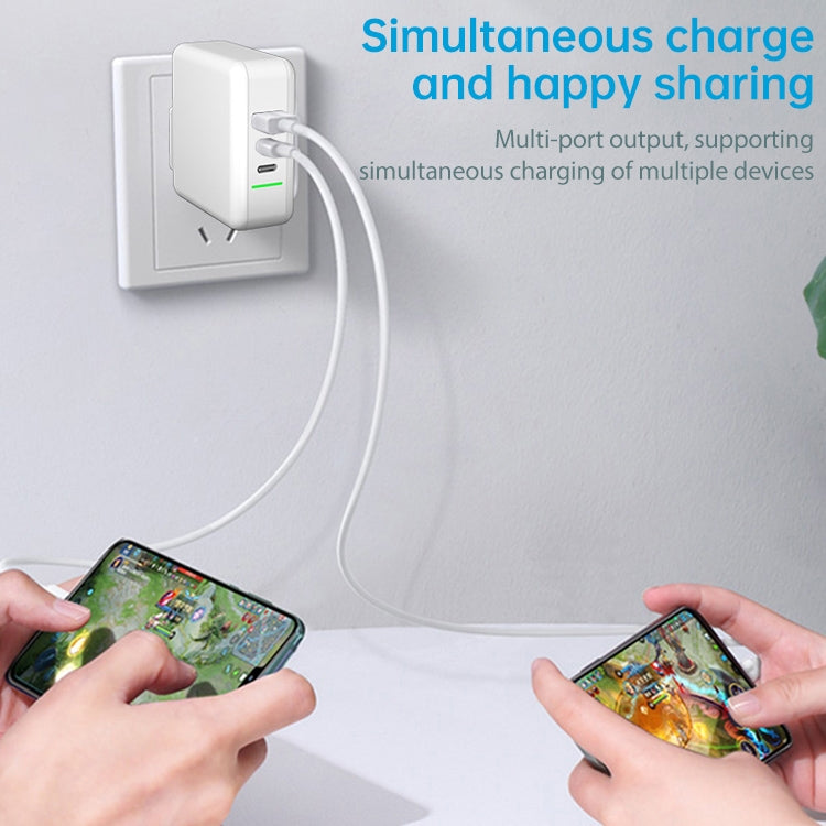 65W USB Ports x 1 + Type-C Port x 2 GaN Portable Mini Fast Charger Travel Charger with UK & US & EU Plug Set