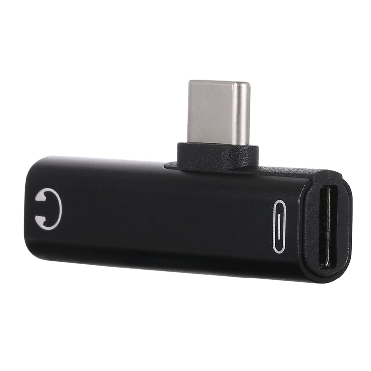 2 in 1 USB-C / Type-C Male to USB-C / Type-C Female 3.5mm Jack Charging Listening Adapter