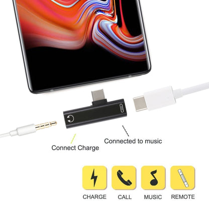 2 in 1 USB-C / Type-C Male to USB-C / Type-C Female 3.5mm Jack Charging Listening Adapter