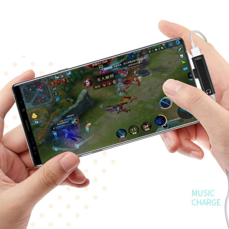 2 in 1 USB-C / Type-C Male to USB-C / Type-C Female 3.5mm Jack Charging Listening Adapter