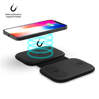 F20 3 in 1 15W Multi-function Magnetic Folding Wireless Charger for iPhone Series & Apple Watches & AirPods