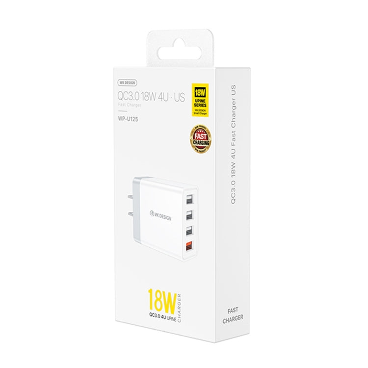 WK WP-U125 Youpin Series 18W QC3.0 4 USB Ports Fast Travel Charger, CN Plug / US Plug, CN Plug / US Plug