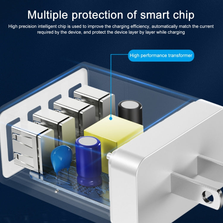WK WP-U125 Youpin Series 18W QC3.0 4 USB Ports Fast Travel Charger, CN Plug / US Plug, CN Plug / US Plug