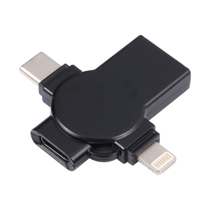 X09 4 in 1 USB to Dual 8 Pin+USB-C/Type-C Interface OTG Adapter, 4 in 1
