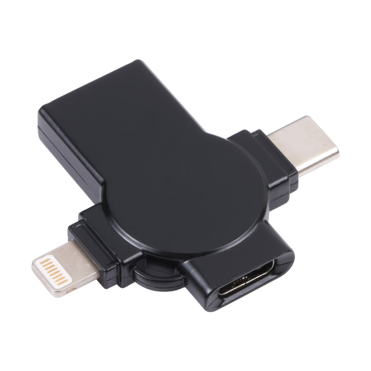 X09 4 in 1 USB to Dual 8 Pin+USB-C/Type-C Interface OTG Adapter, 4 in 1