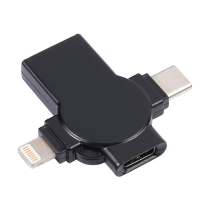 X09 4 in 1 USB to Dual 8 Pin+USB-C/Type-C Interface OTG Adapter, 4 in 1