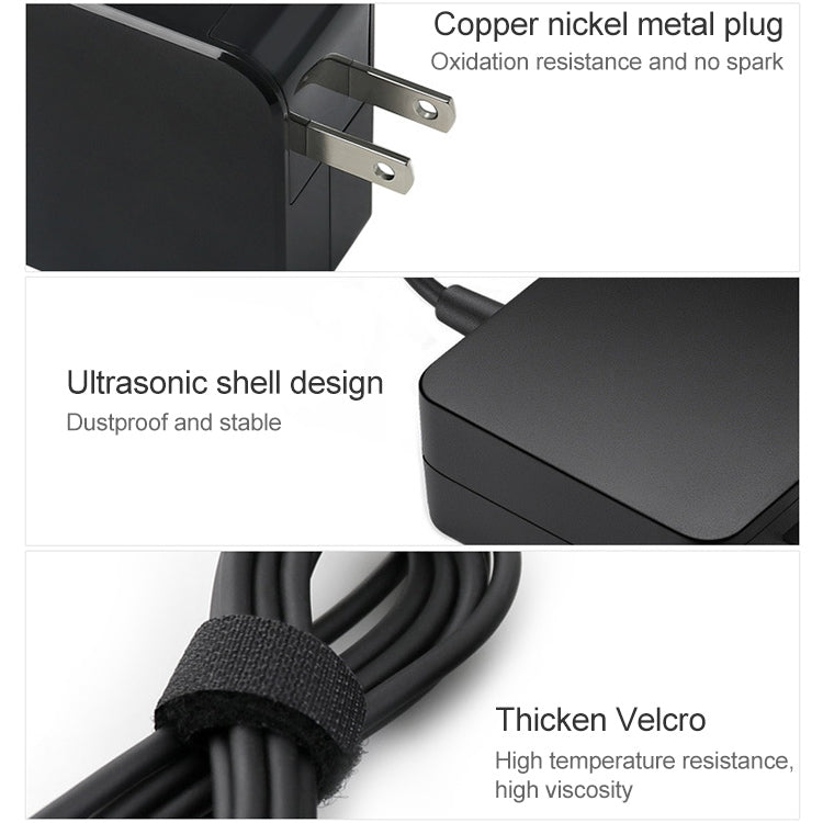 45W USB-C / Type-C Power Adapter Portable Charger for Laptops with Type-C Charging Cable, US Plug, 45W US Plug /Black