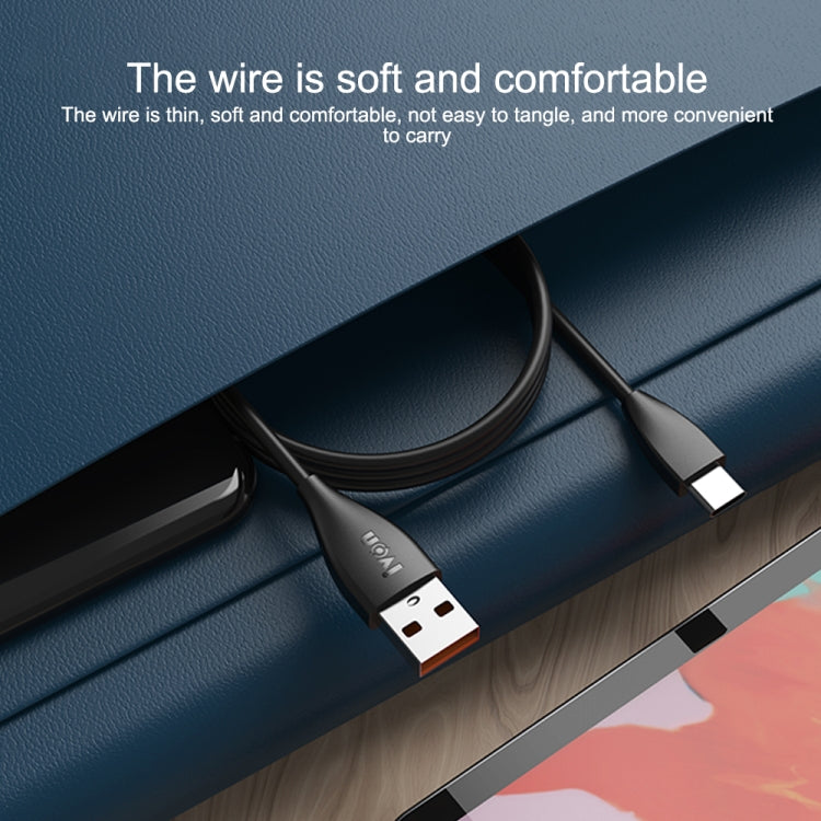 IVON CA87 USB to USB-C / Type-C TPE Fast Charge Data Cable, Cable Length: 1m, USB-C / Type-C
